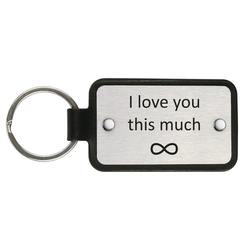 Leather keychain with stainless steel plate – I love you this much