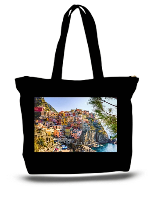 Cinque Terre Mediterranean Large Tote Grocery & Stuff Bag