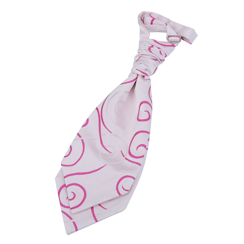 Scroll Pre-Tied Ruche Cravat - Boys - Ivory & Hot Pink