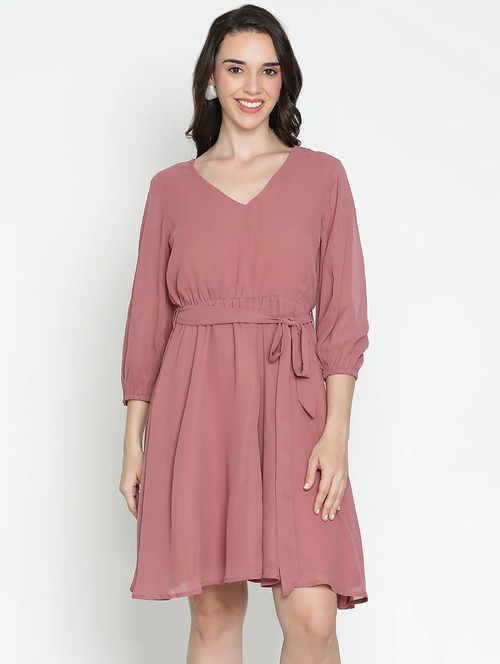 Women'S One Piece Solid Dress (Size-XL) (Color-BLUE)