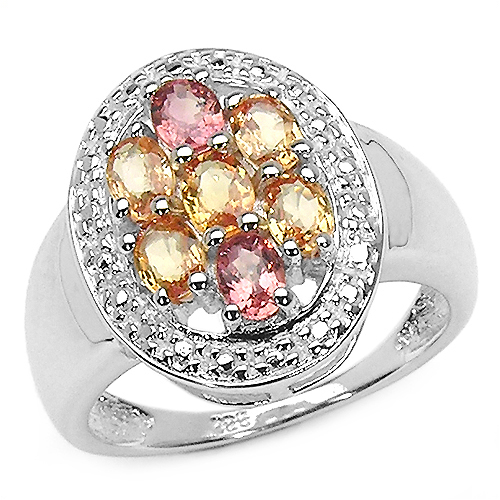 1.75 Carat Genuine Yellow Sapphire & Red Sapphire .925 Sterling Silver