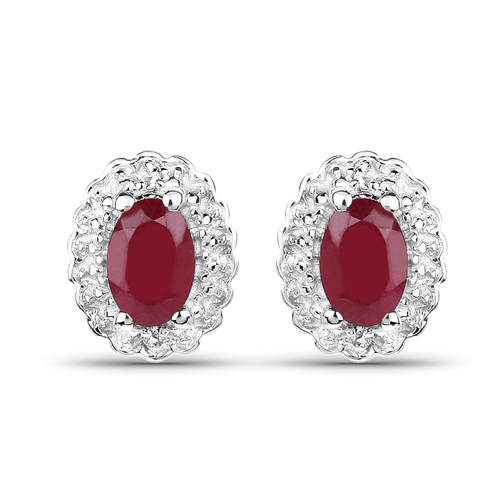 1.00 Carat Glass Filled Ruby and White Topaz .925 Sterling Silver