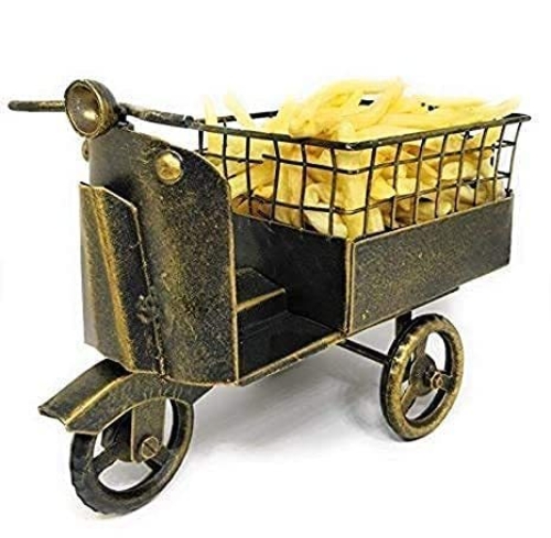 Antique Brass Scooter Shaped Platter/Trolley Platter (21.5X11X18Cm,)