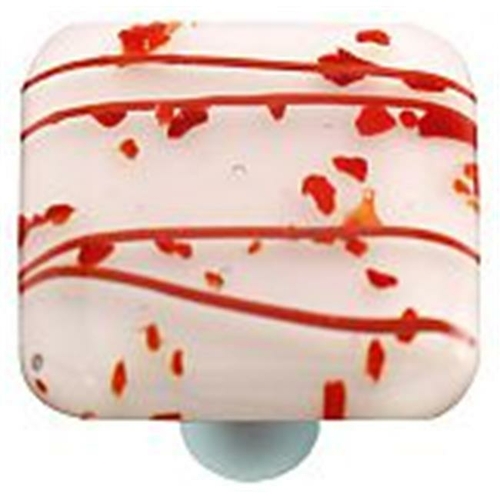 Hot Knobs HK3001-KB Mardi Gras Red with White Square Glass Cabinet Kno