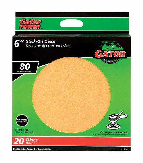 Ali Industries 3245 6 in. 80 Grit Sand Disc- pack of 5