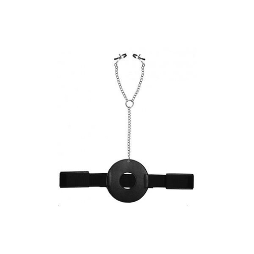 Detained Restraint System With Nipple Clamps Black