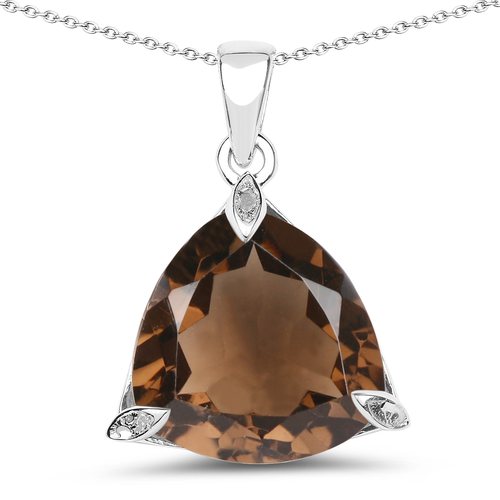 17.34 Carat Genuine Smoky Quartz .925 Sterling Silver Pendant