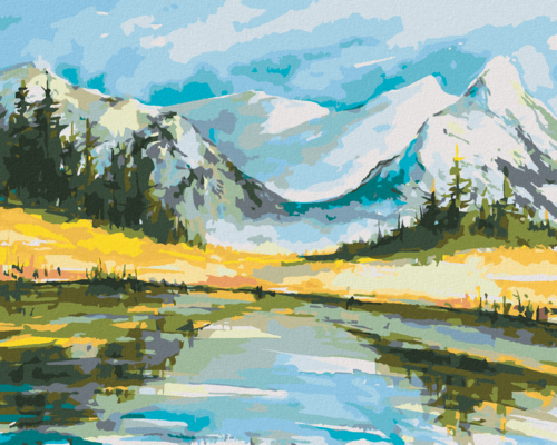 Paint by Numbers - SNOWY MOUNTAINS WITH A LAKE