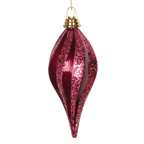 Vickerman M132570 8 in. Fuchsia Candy Glitter Swirl Drop Ornament