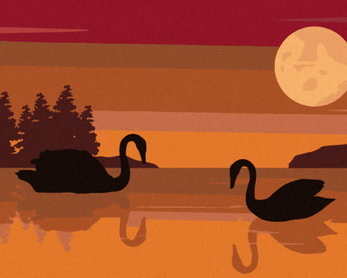 Paint by Numbers - TWO SWANS ON A LAKE