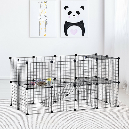 PawHut Metal Mesh 36 pcs Small Animal Playpen Pet Playpen with Mallet