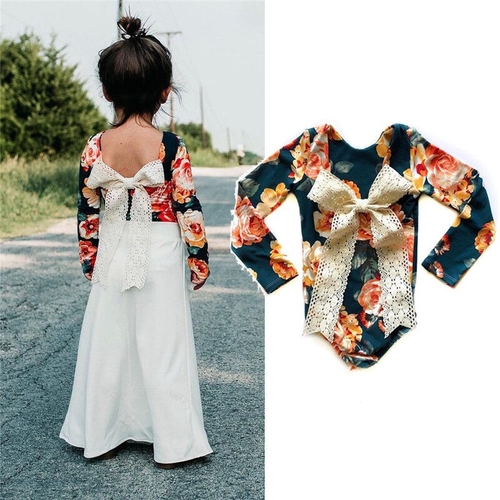 Fashion Kids Baby Girl Floral Bodysuit Flowers