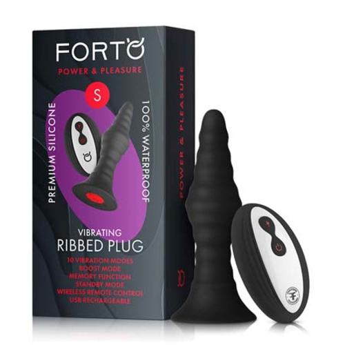 Forto Vibrating Ribbed Plug Rechargeable Remote-Controlled Silicone