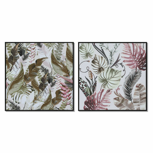 Painting DKD Home Decor 82,5 x 4,5 x 82,5 cm Tropical Leaf of a plant