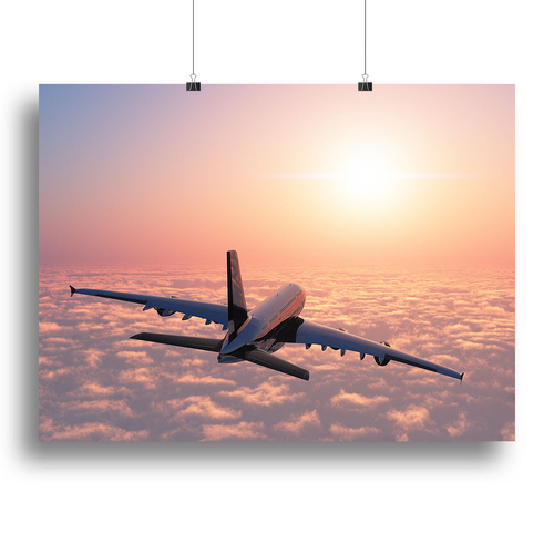 Passenger plane above the clouds Canvas Print or Poster
