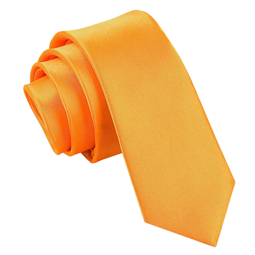 Plain Satin Skinny Tie - Fluorescent Orange
