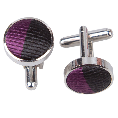 Striped Cufflinks - Purple & Black