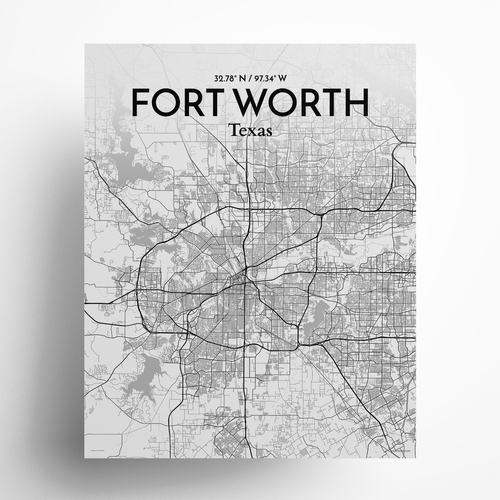 Fort Worth City Map Poster