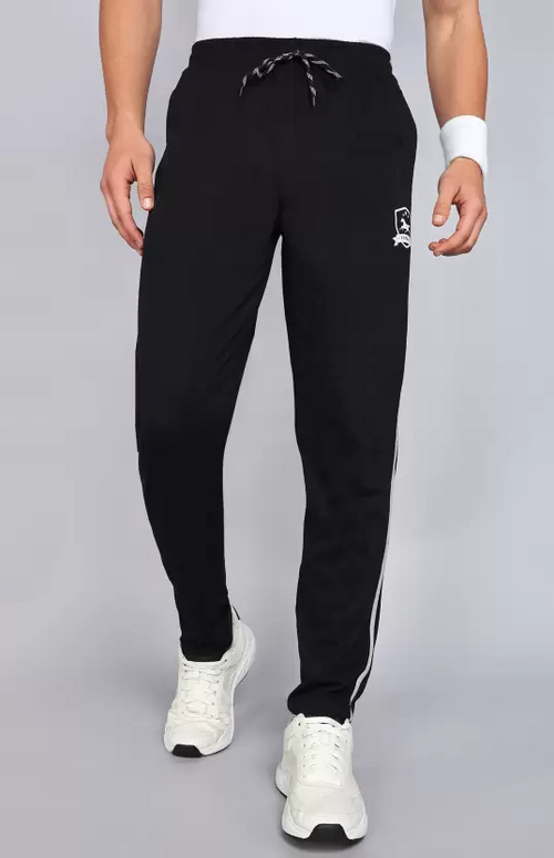 Men Self Design Black Track Pants Size L