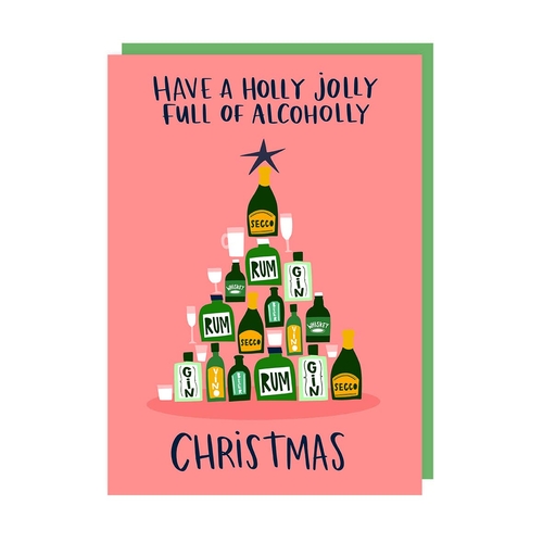 Alcoholly Drinking Funny Christmas Card (Pack of 6)