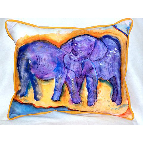 Betsy Drake HJ412 Elephants Large Indoor & Outdoor Pillow 16 x 20