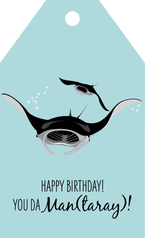 Birthday Gift Tag - Mantaray