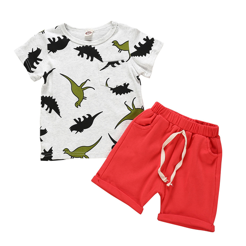 Summer 2Pcs Infant Baby Boys Short Sleeve Cartoon