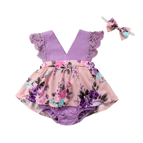 Sister Sweet Purple Lace Floral Newborn Baby