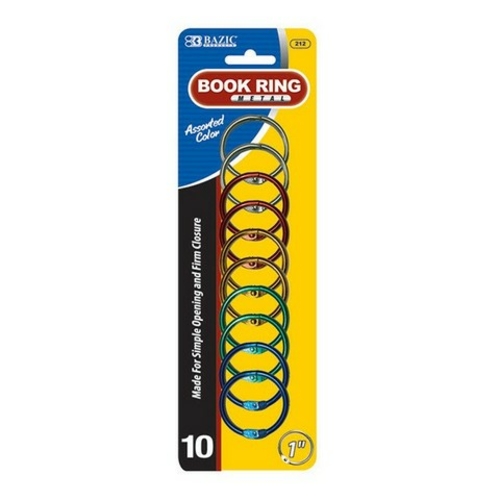 Bazic 212  1" Assorted Color Metal Book Rings (10/Pack)  Case of 