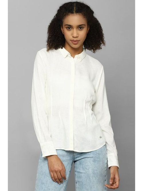 Women Textured Long Sleeves Shirt (Size-M) (Color-CREAM)