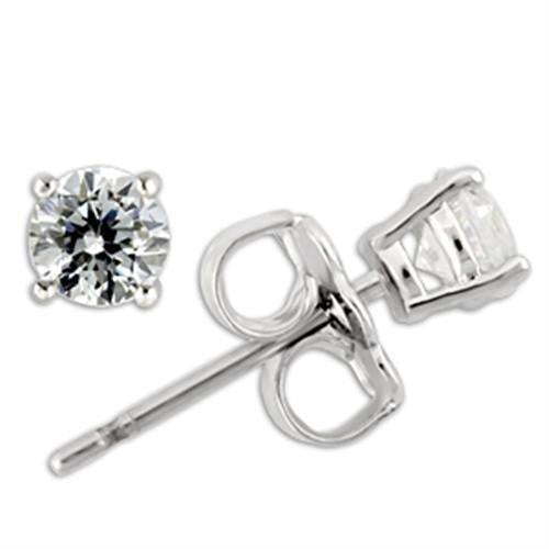 0W170 - Rhodium 925 Sterling Silver Earrings with AAA Grade CZ in