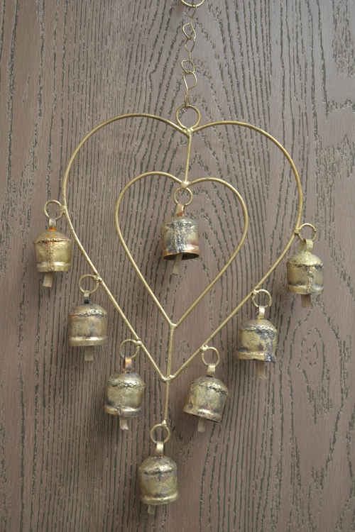 Handmade Heart Rusty Iron Metal Bell Windchime