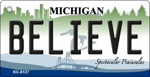 Smart Blonde KC-6127 1.5 x 3 in. Believe Michigan State License Plate 