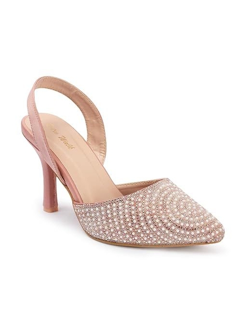 Retro Walk Women Pointed Toe Kitten Heels (Size-UK-6) (Color-PEACH)