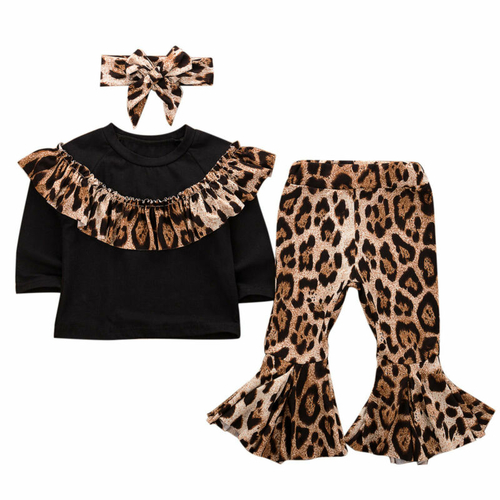Newborn Baby Girl Clothes Sets Ruffles Leopard
