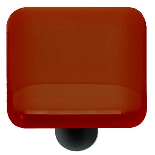 Hot Knobs HK1006-KB Sunset Coral Square Glass Cabinet Knob - Black Pos