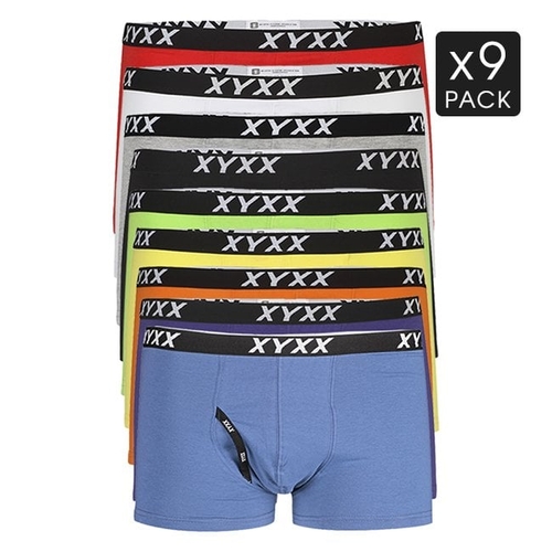 9 Mens Cotton Boxer Briefs Trunks Mix Colour Pack