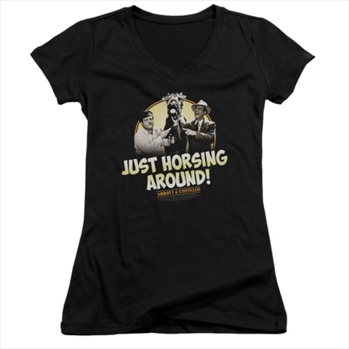 Abbott & Costello-Horsing Around - Junior Tee, Black - Extra Large