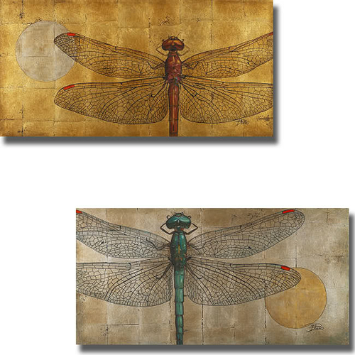 Artistic Home Gallery 1224565S Dragonfly On Silver And Dragonfly On Go