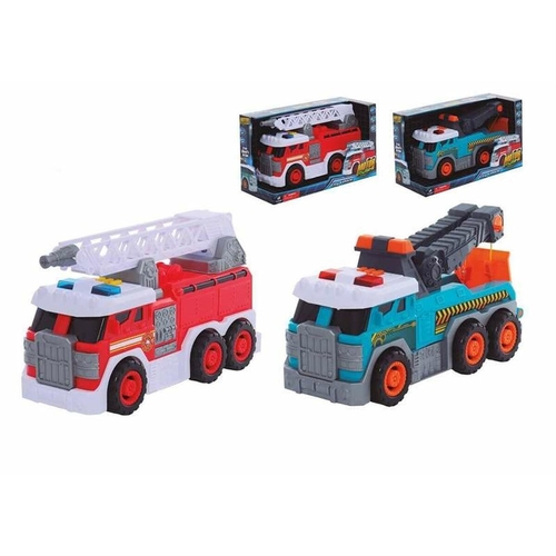 Fire Engine with Light and Sound Truck Public Works 2 Units 19 x 12 x