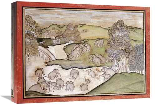 Global Gallery GCS-267934-22-142 22 in. Elephants Bathing Art Print - 