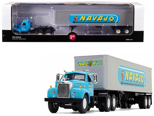 Mack B-61 Day Cab with 40\' Vintage Trailer \Navajo\" Turquoise and