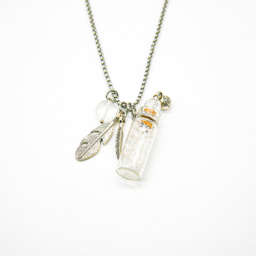 Gift Box - Crystal (Clear Quartz) Aroma Necklace + Purify Oil Blend