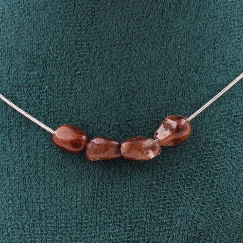 Red rutile Quartz from Brazil 4 beads necklace.