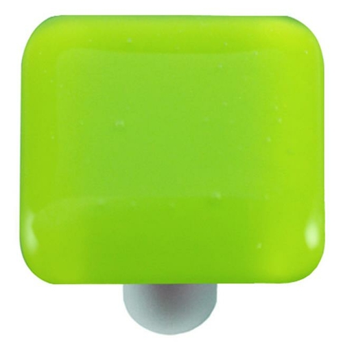 Hot Knobs HK1017-KA Opal Spring Green Square Glass Cabinet Knob - Alum