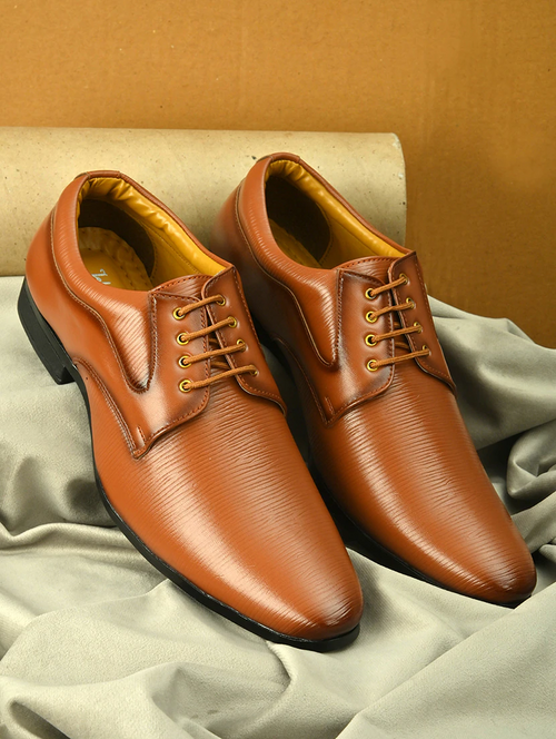 Men Solid Coffee Brown Lace-Up Derby (Size-UK-8) (Color-BROWN)