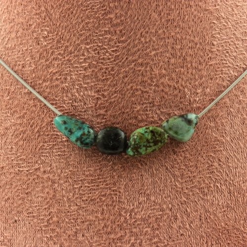 African Turquoise from Africa 4 beads necklace.