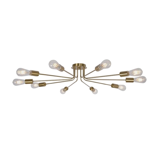 10 Light Sputnik Chandelier Brushed Gold Ceiling Light Semi Flush