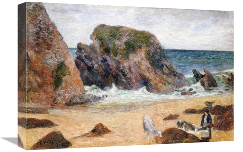 Global Gallery GCS-266363-22-142 22 in. Cows on the Seashore Art Print