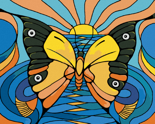 Paint by Numbers - BUTTERFLY ILLUSION WITH FISH AND TOUCAN